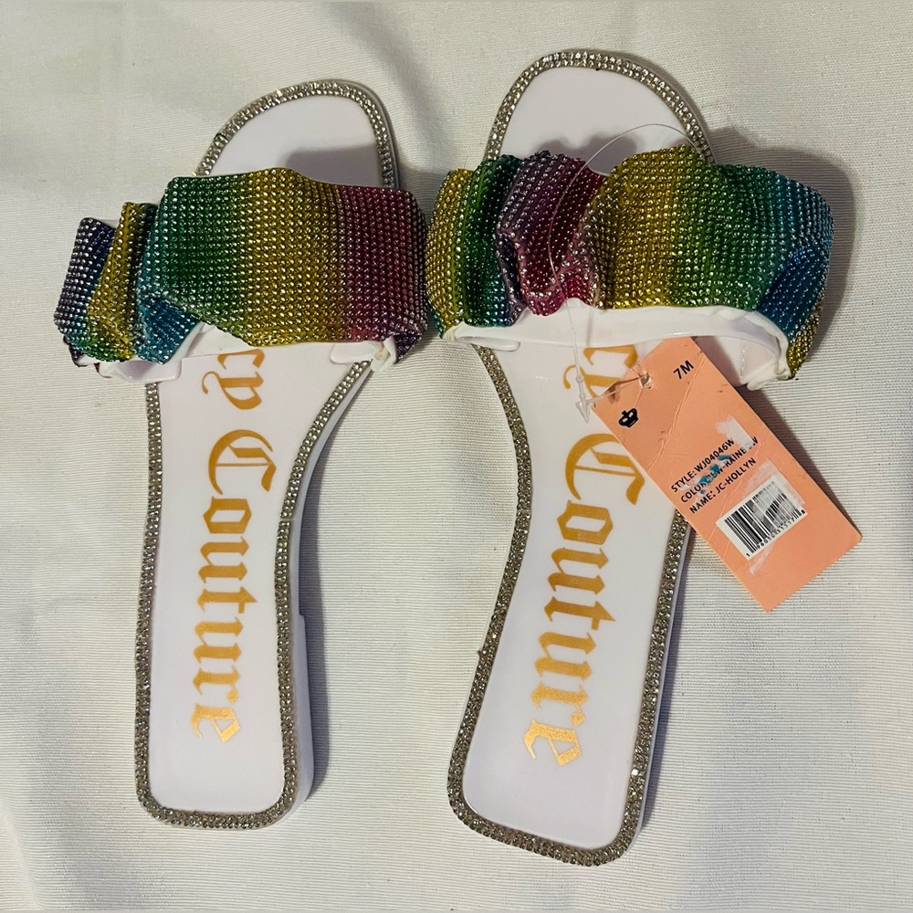 Juicy Couture Rainbow Jelly Hollyn Embellished Slip On Sandals 7 - Picture 10 of 12